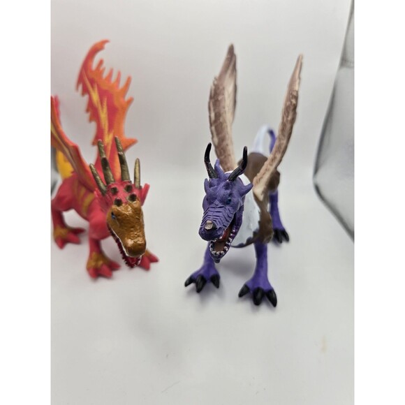 SDE Shantou Winged Dragon Figures Lot Of 2 One Orange And One Purple - Picture 1 of 5